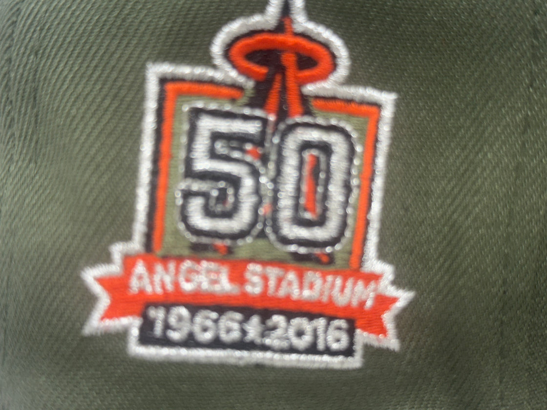 Los Angeles Angels 50th Anniversary Fitted Hat-Olive Black