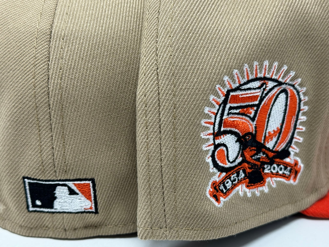 Baltimore Orioles 50th Anniversary Mascot Camel Orange Visor 5950 New Era Fitted Hat