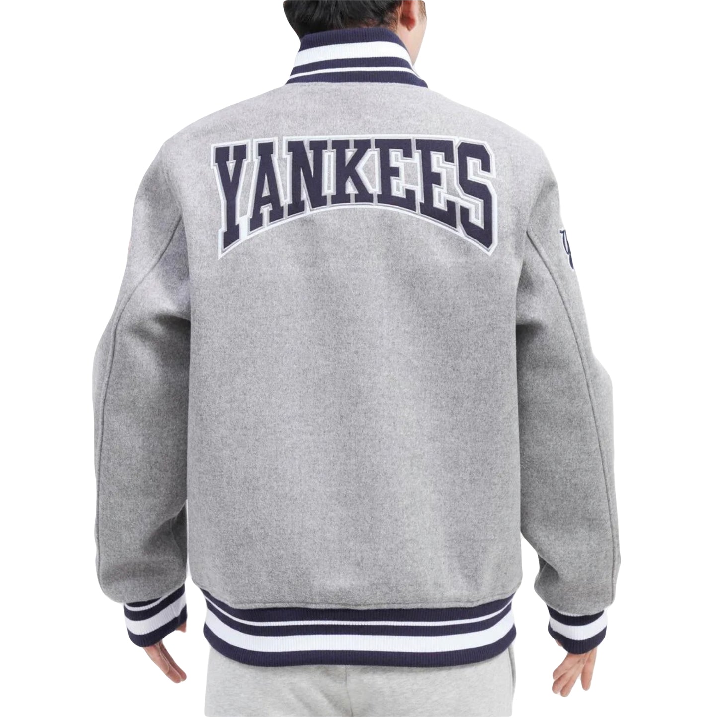 New York Yankees Pro Standard Gray Crest Wool Varsity Jacket