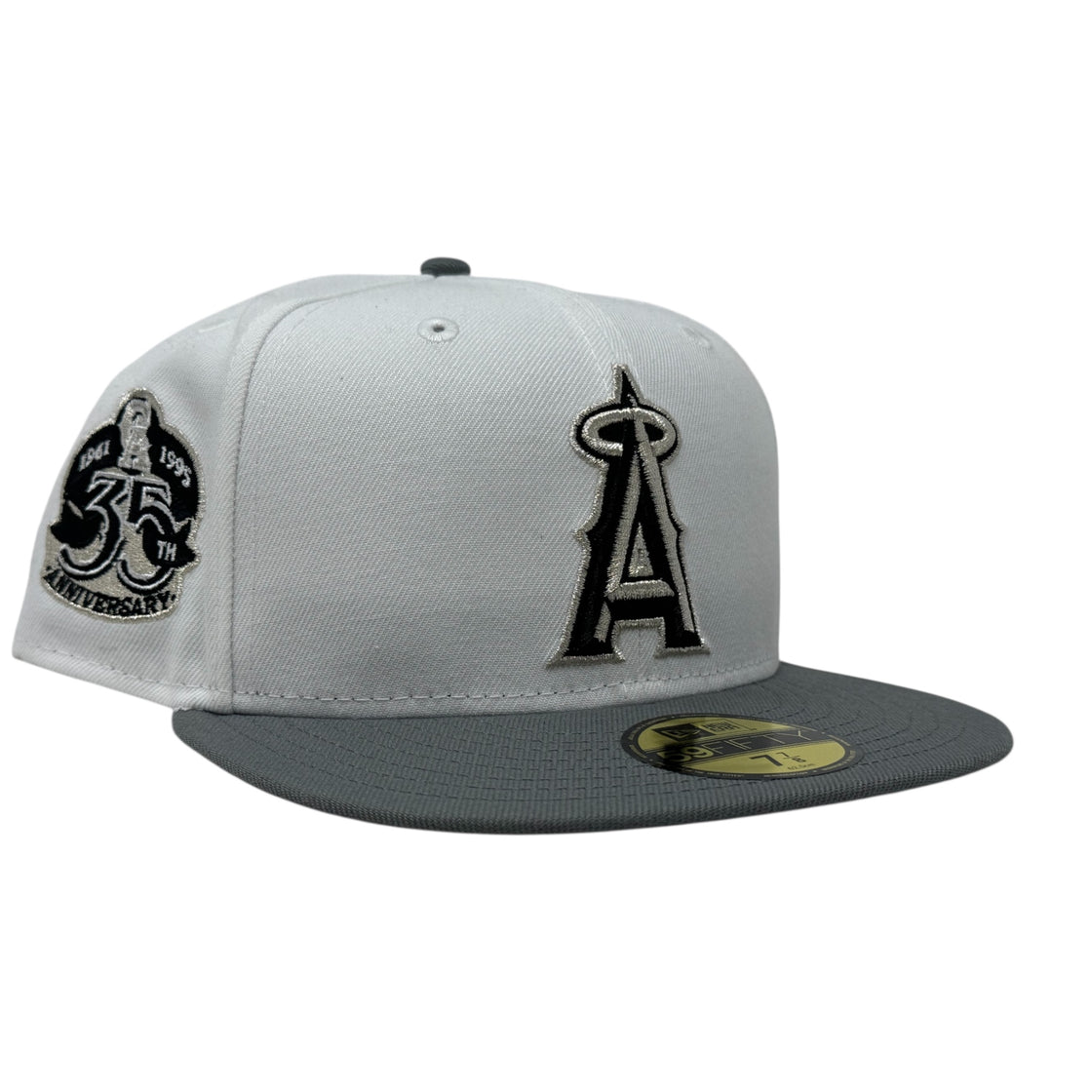 Los Angeles Angels 35th Anniversary Fitted Hats-White Gray
