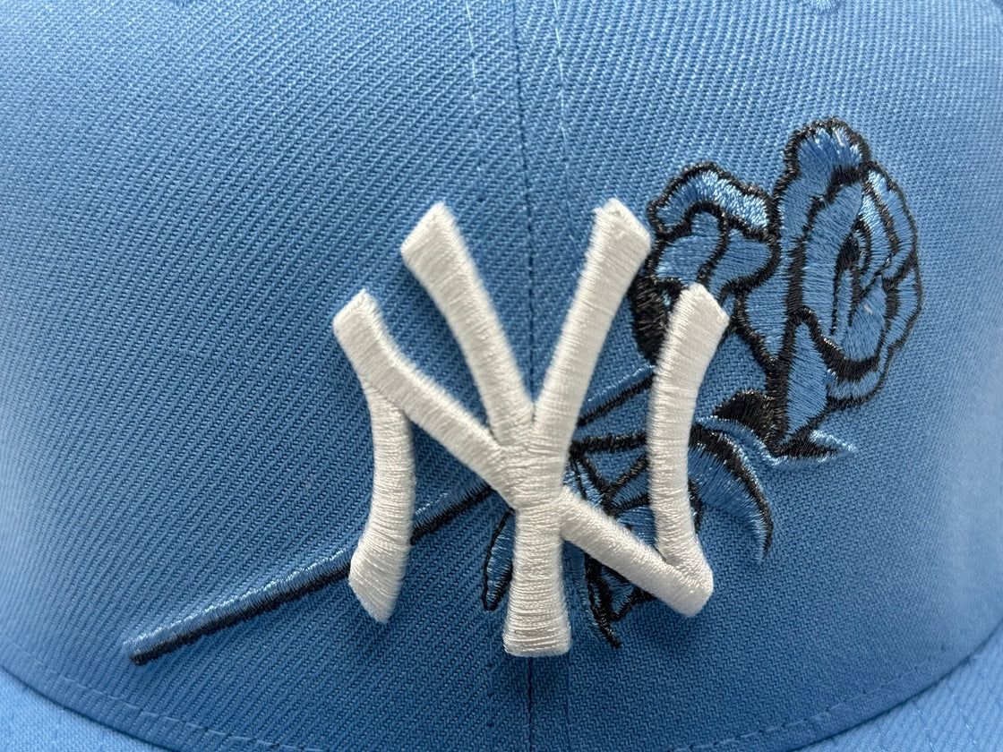 New York Yankees 1999 World Series Floral Logo Fitted Hat-Sky