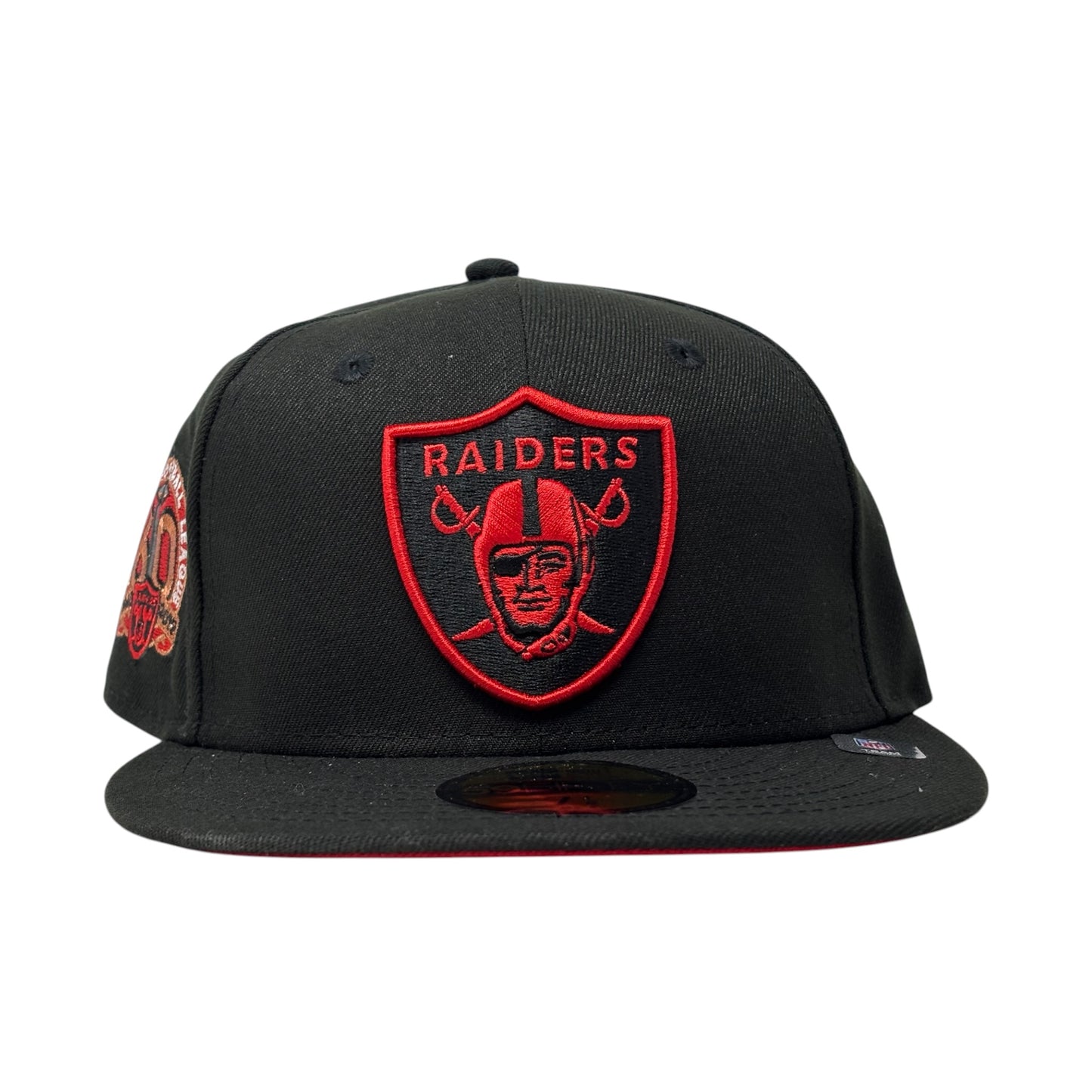Oakland Raiders 60th Anniversary Red Brim 59Fifty Fitted Hats-Black