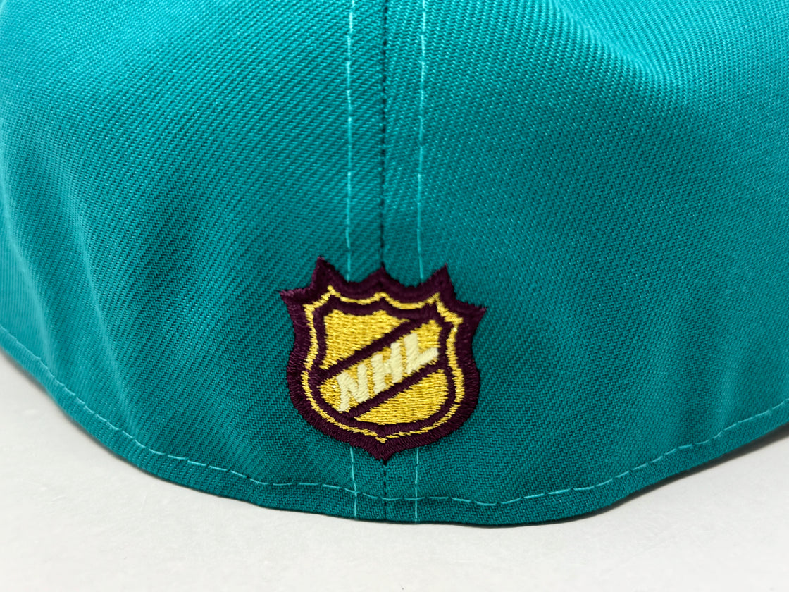 Anaheim Ducks 30th Anniversary Fitted Hats-Turquoise Maroon