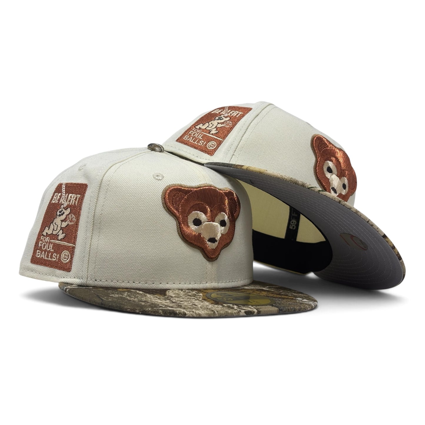 Chicago Cubs Be Alert Foul Ball Logo Fitted Hats-Real Tree