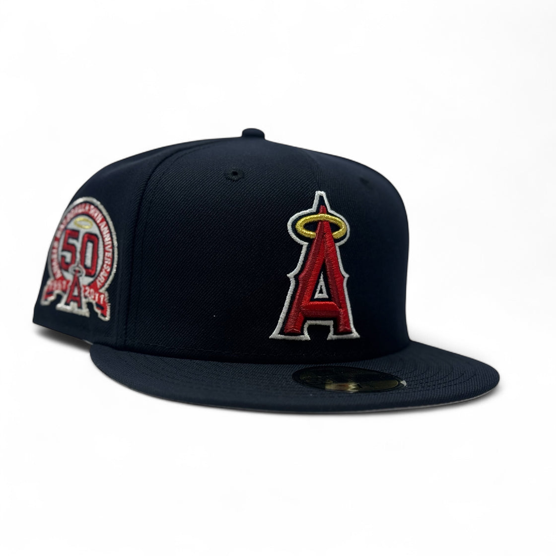 Los Angeles Angels 50th Anniversary Fitted Hats-Navy Blue