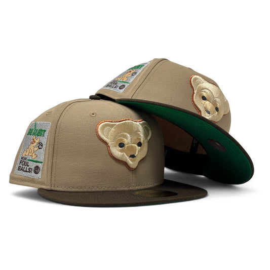Chicago Cubs Be Alert Foul Ball Logo Green Brim New Era Fitted Hats-Walnut