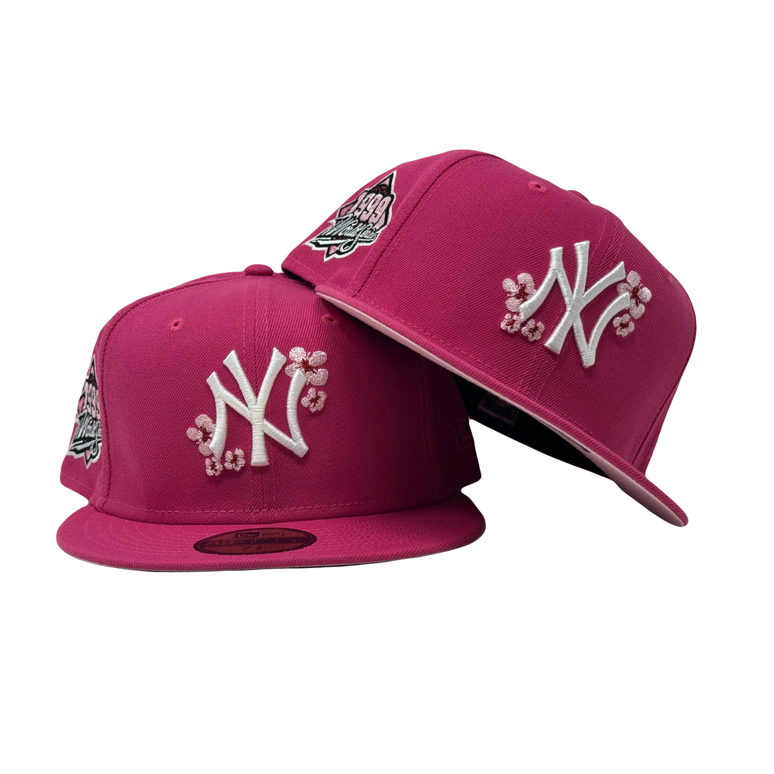 New York Yankees 1999 World Series Cherry Blossom Pack Hot Pink 59Fifty New Era Fitted Hat