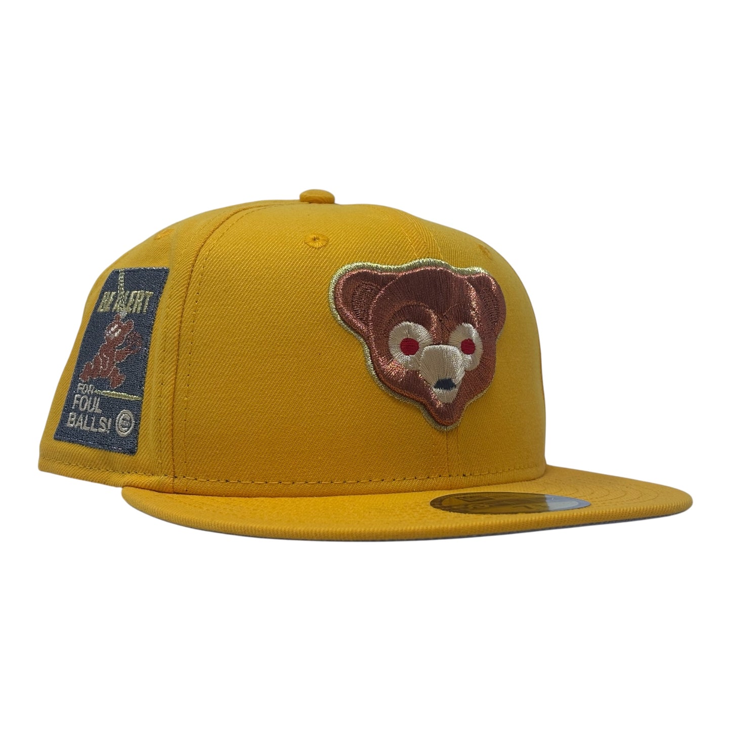 Chicago Cubs Be Alert Foul Ball Logo Fitted Hats-Taxi Yellow
