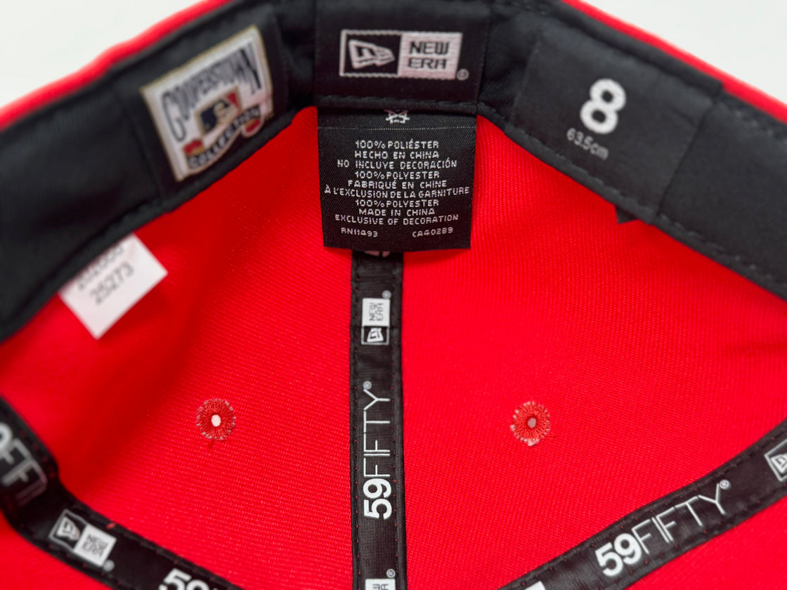 Baltimore Orioles 50th Anniversary Fitted Hats-Lava Red Black