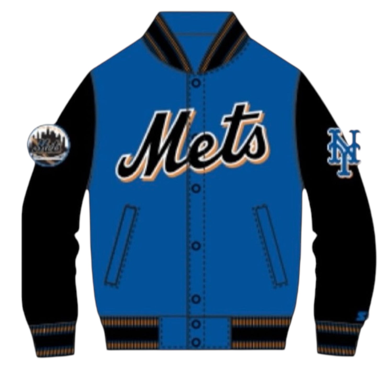 New York Mets 90's Authentic Starter jacket-Black Royal