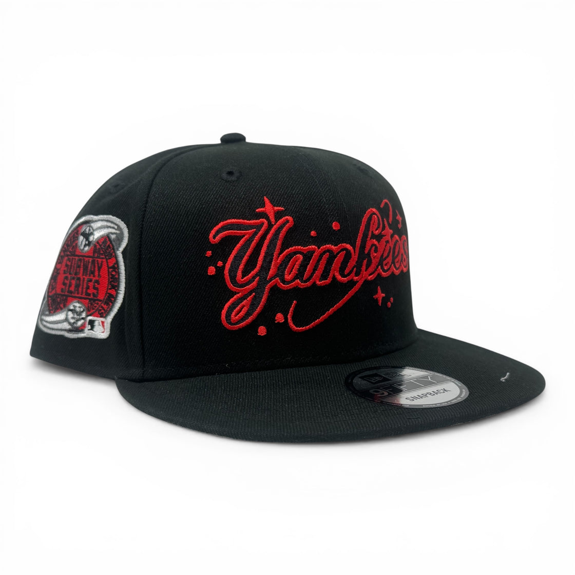 New York Yankees Subway Series Script Logo Snapback Hats-Black Red