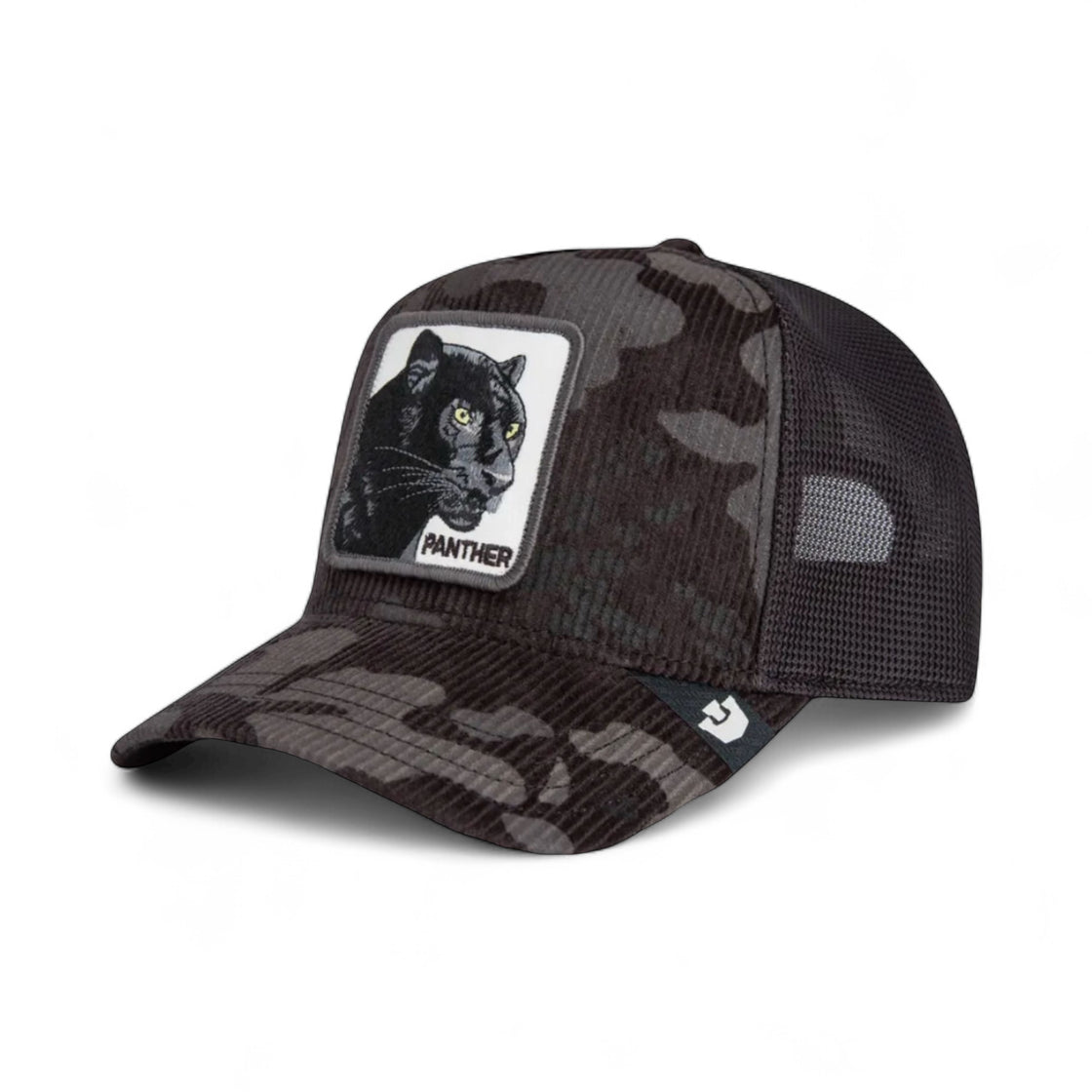 Panther Corduroy Camo The Farm Black Trucker Hat