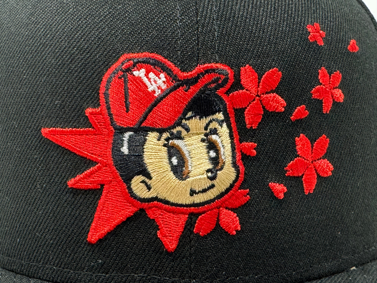 Los Angeles Dodgers 2025 World Series Black mascot Cherry Blossom Fitted Hat