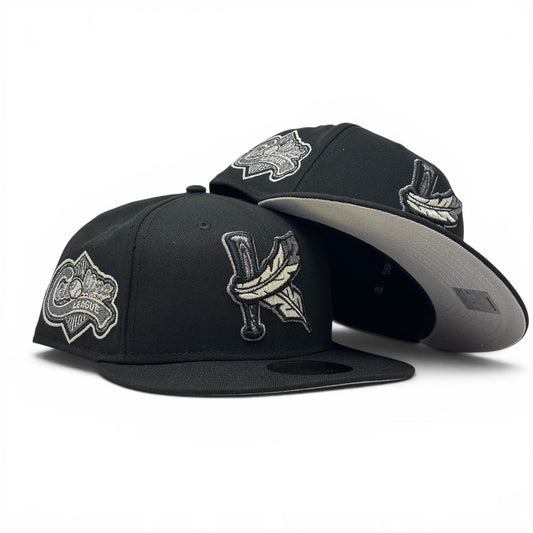 Kinston Indians Carolina League Minor League "Black Metallic" Pack Fitted hats