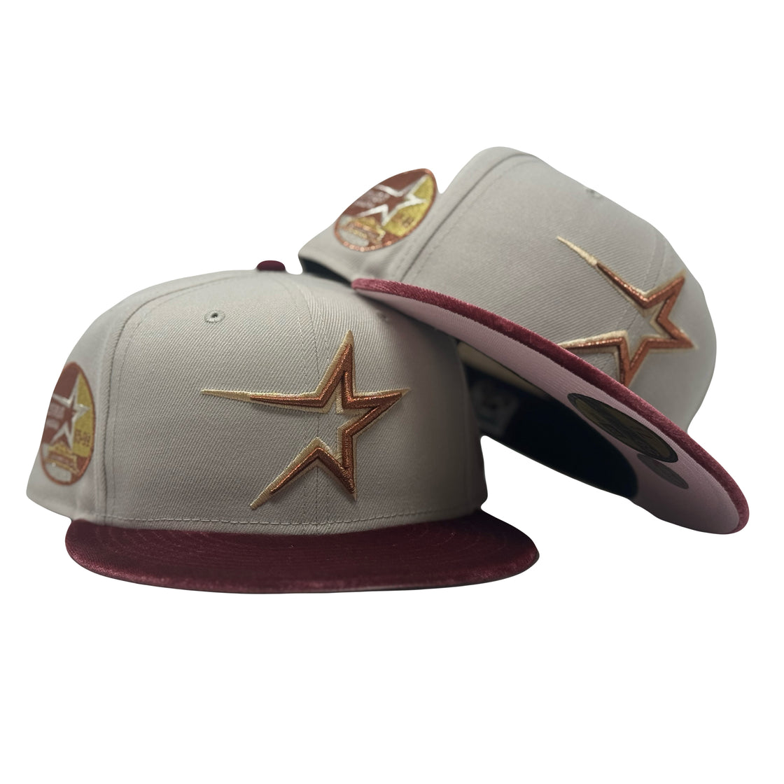 Houston Astros 35th Anniversary Stone Burgundy Velvet Visor Fitted Hats