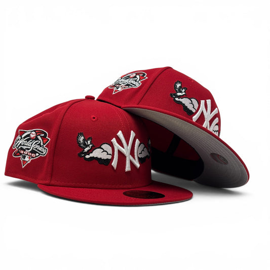 New York Yankees 2000 World Series "Bird in the Cloud" Fitted Hats-Red