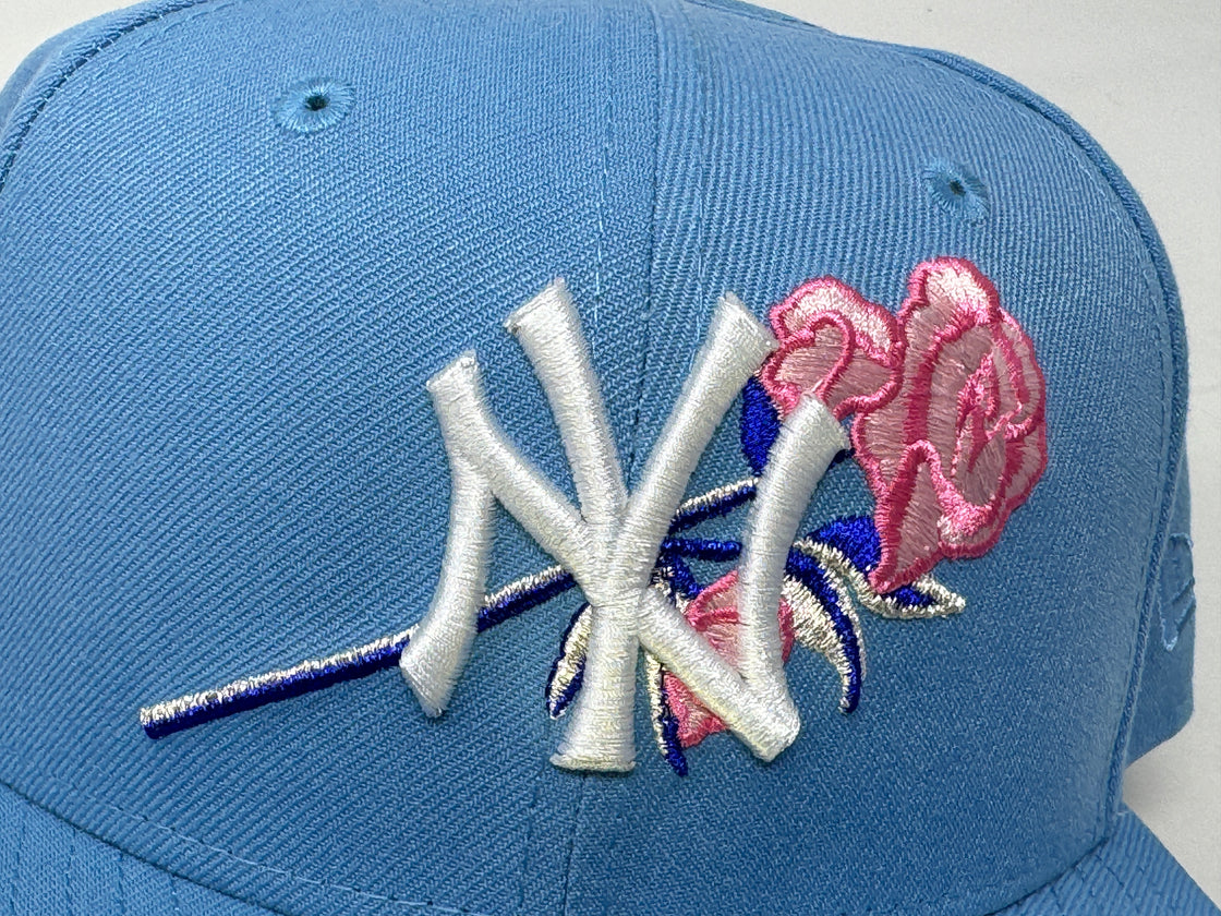 New York Yankees 1996 World Series Sky Blue Floral Logo 59Fifty New Era Fitted Hat