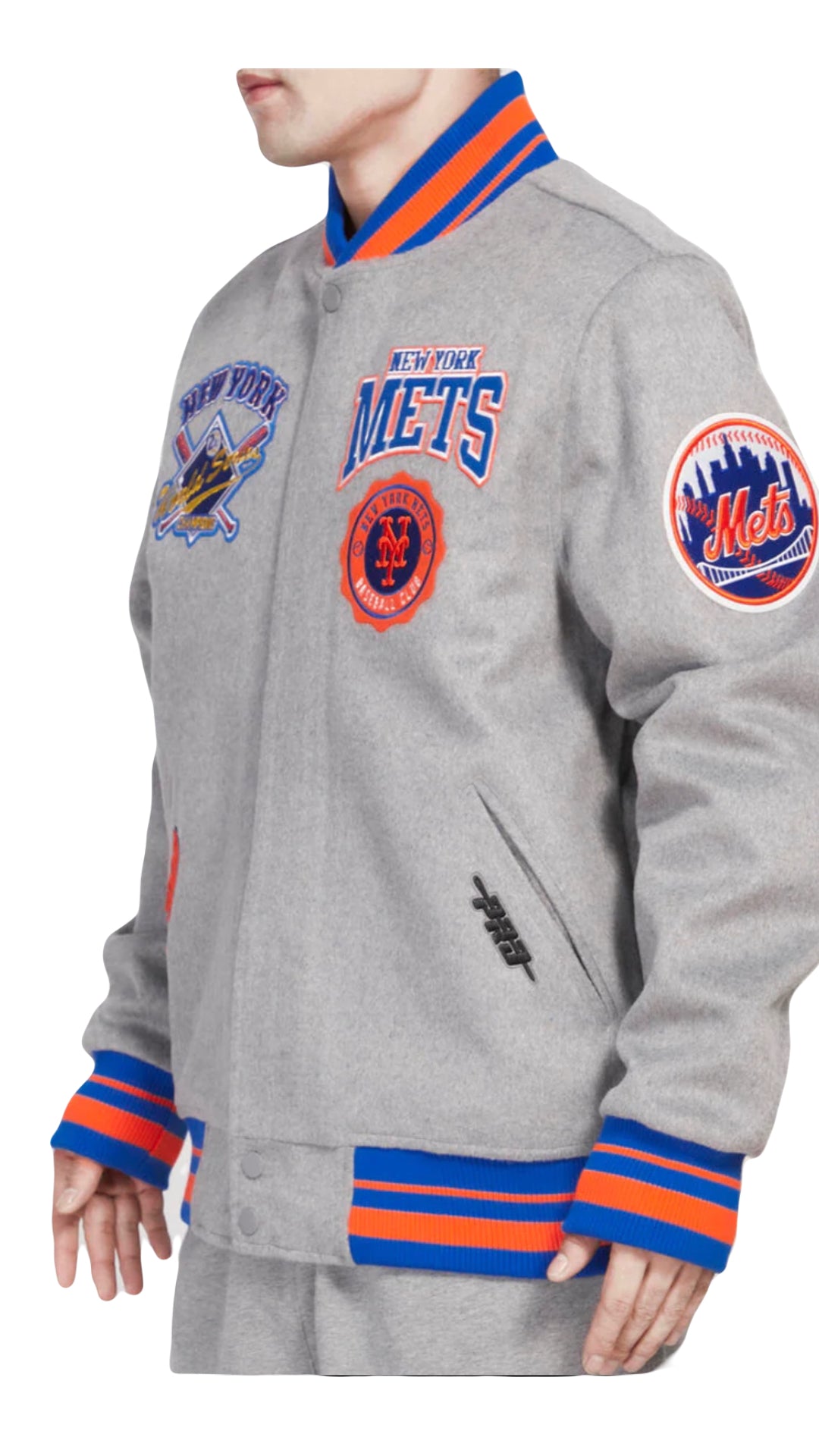 New York Mets Pro Standard Heather Gray Crest Wool Varsity Jacket
