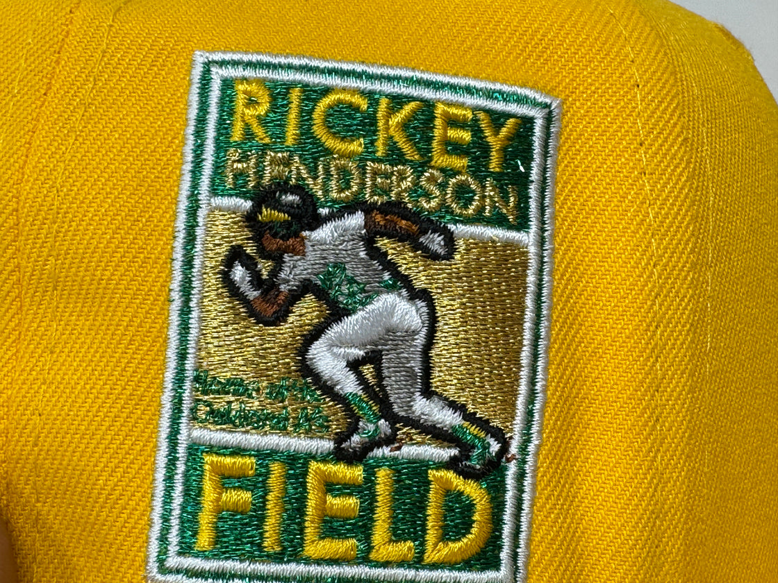 Oakland Athletics Rickey Handerson Field Taxi Yellow 59Fifty New Era Fitted Hat