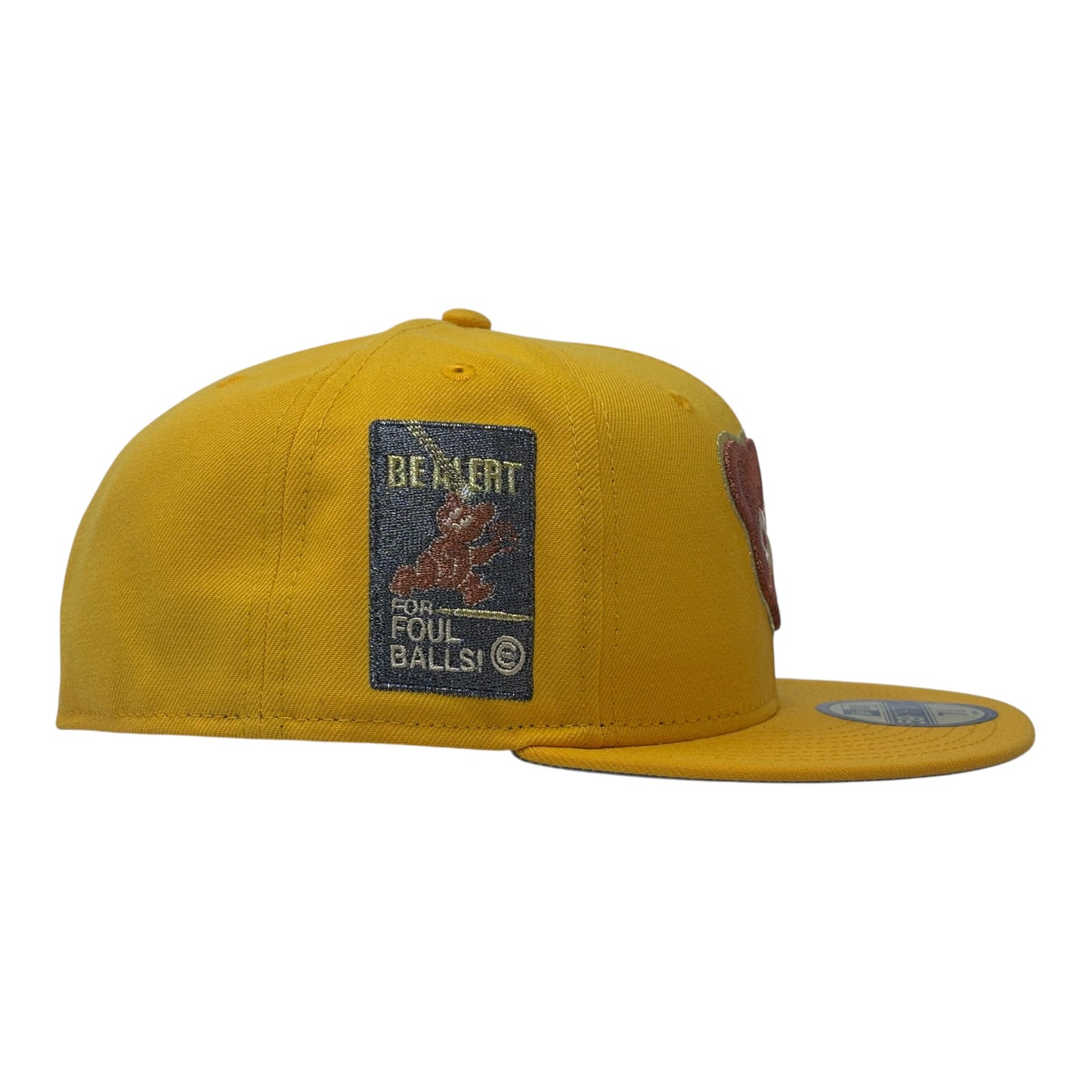 Chicago Cubs Be Alert Foul Ball Logo Fitted Hats-Taxi Yellow