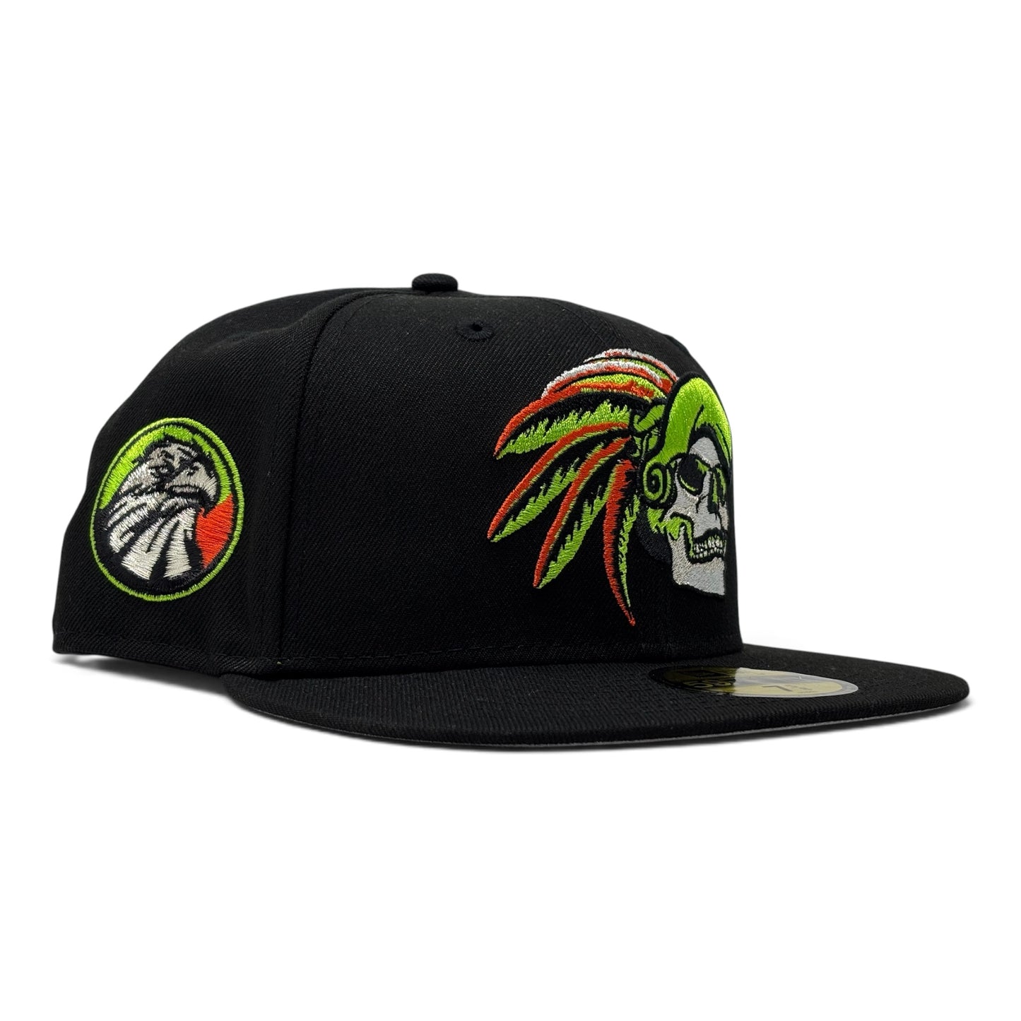 Aztec Skull Warriors New Era Fitted Hat-Black Lime