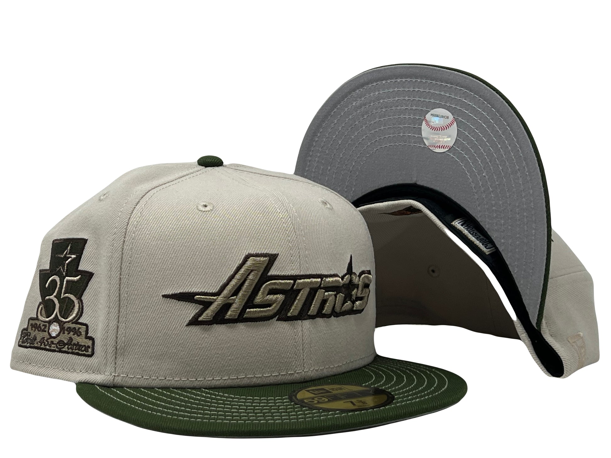 Houston Astros Stone Pack Rifle Green Visor Stitch New Era Fitted