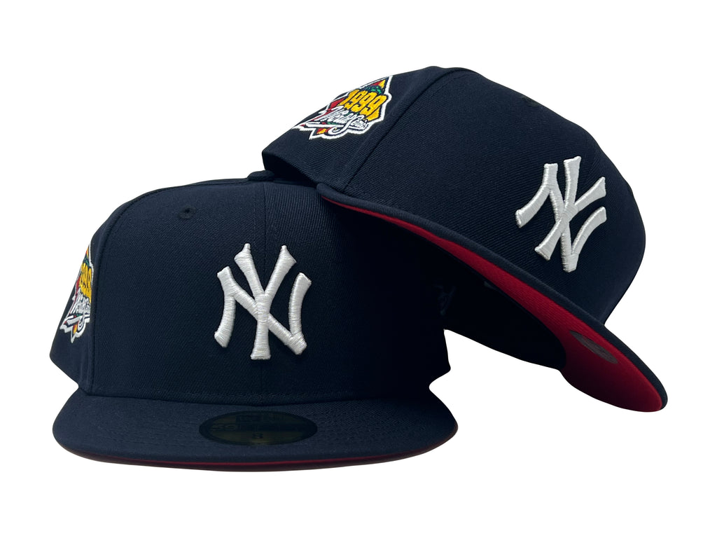 NEW YORK YANKEES 1999 WORLD SERIES NAVY BLUE RED BRIM 5950 NEW ERA FITTED HAT