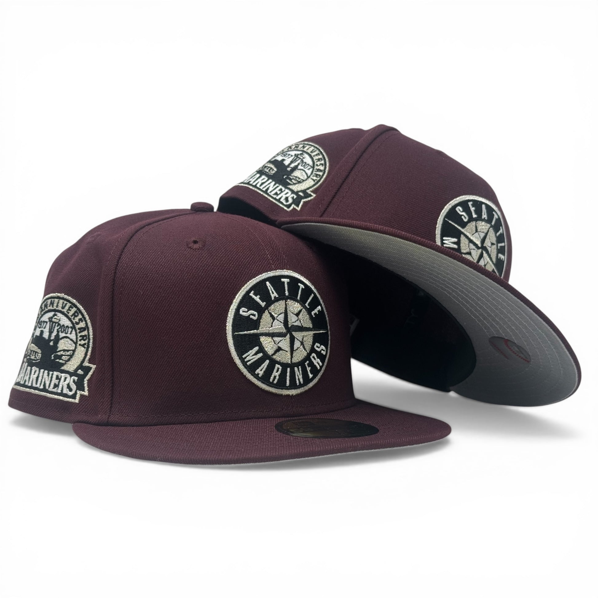 Seattle Mariners 30th Anniversary New Era Fitted Hats-Maroon