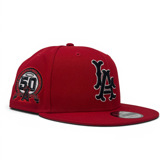 Los Angeles Angels 50th Anniversary Snapbacks Hat-Red