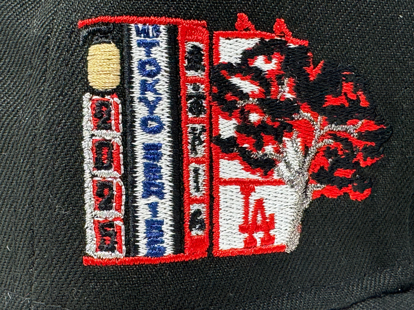 Los Angeles Dodgers 2025 World Series Black mascot Cherry Blossom Fitted Hat