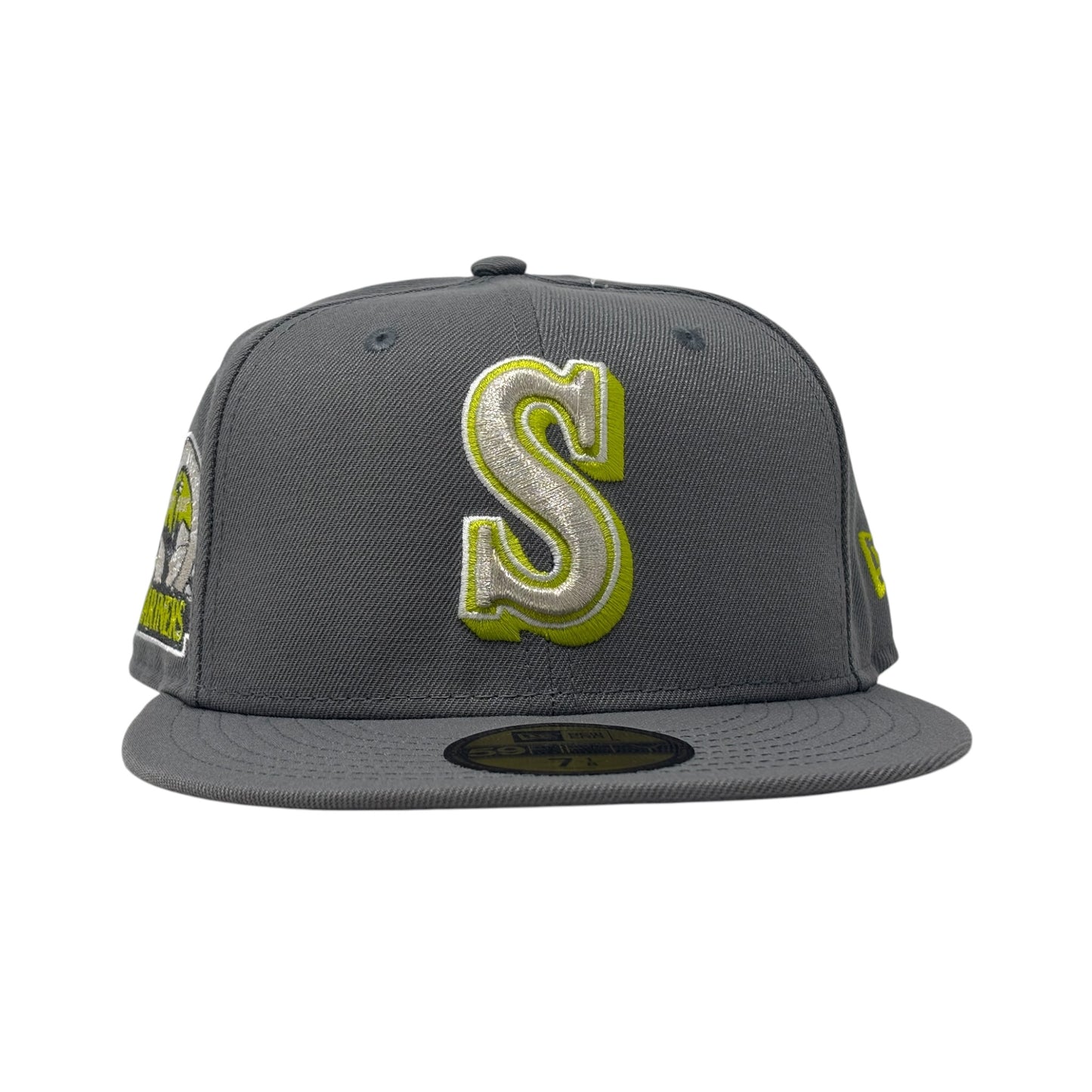 Seattle Mariners 30th Anniversary Fitted Hats-Gray Lime Green