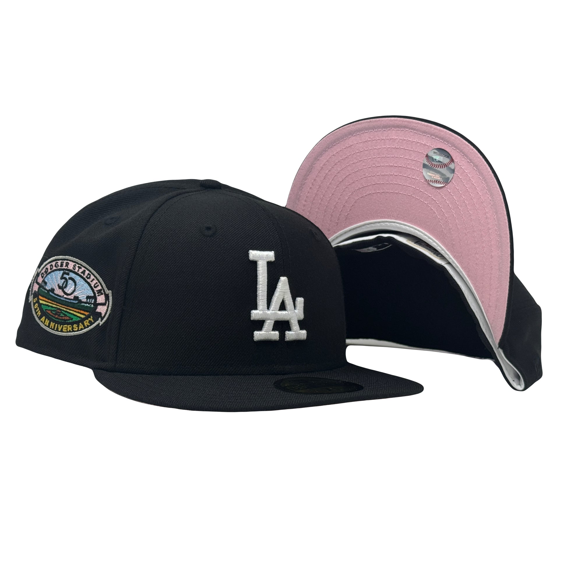 Los Angeles Dodgers 50th Anniversary Black Pink Brim New Era Fitted Hat