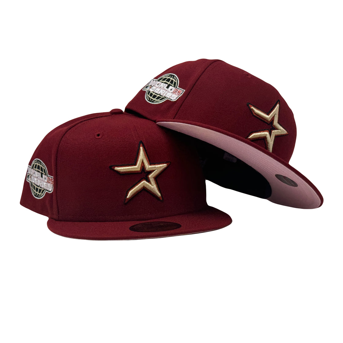 Houston Astros 2005 World Series Brick Red Pink Brim New Era Fitted Hat