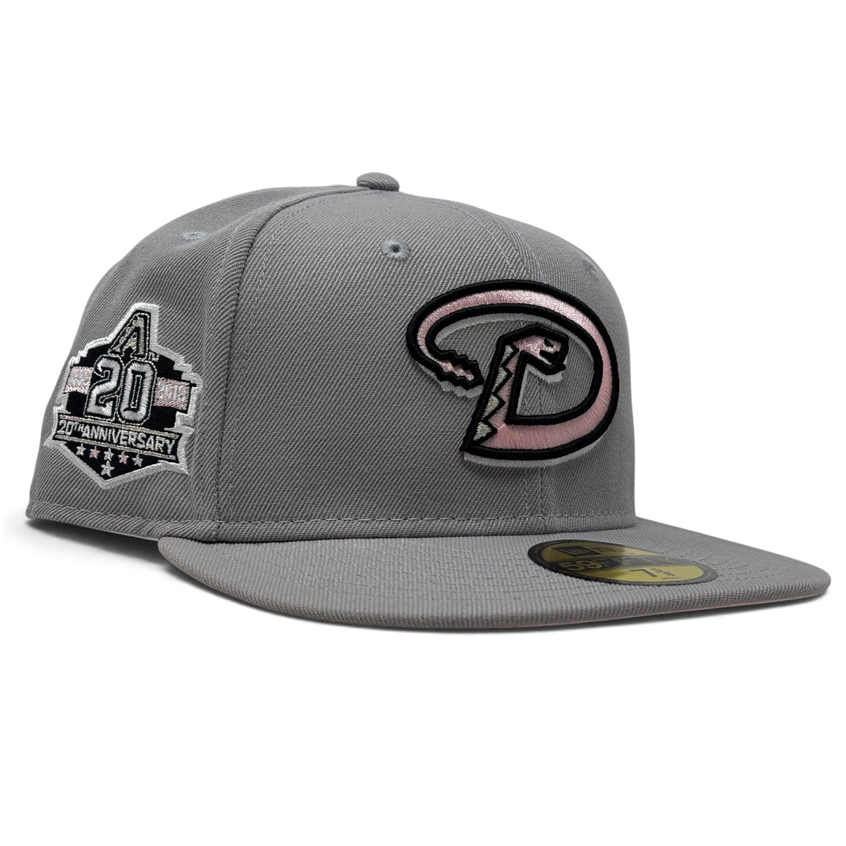 Arizona Diamondbacks 20th Anniversary Pink Brim 59Fifty New Era Fitted Hat-Gray
