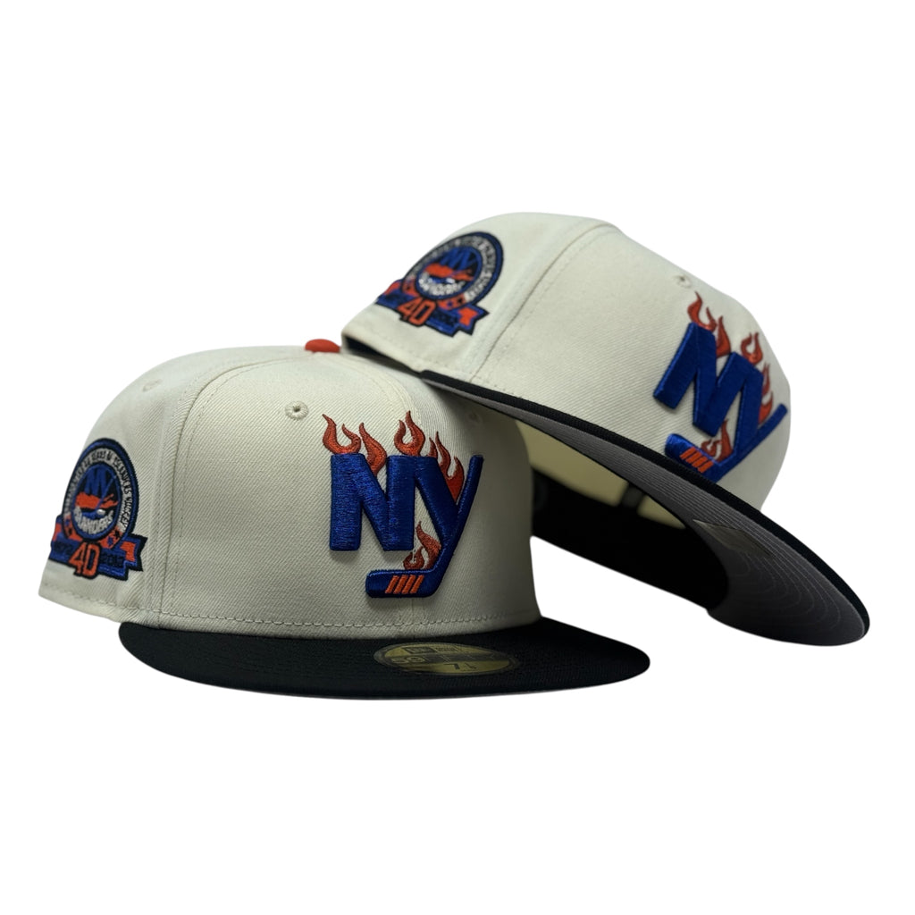 New York Islanders 40th Anniversary Fitted Hats- Chrome Black