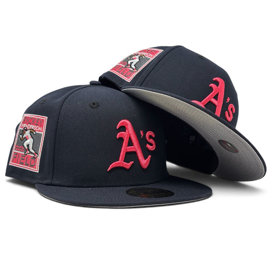 Oakland Athletics Rickey Handerson 59Fifty New Era Fitted Hat-Navy