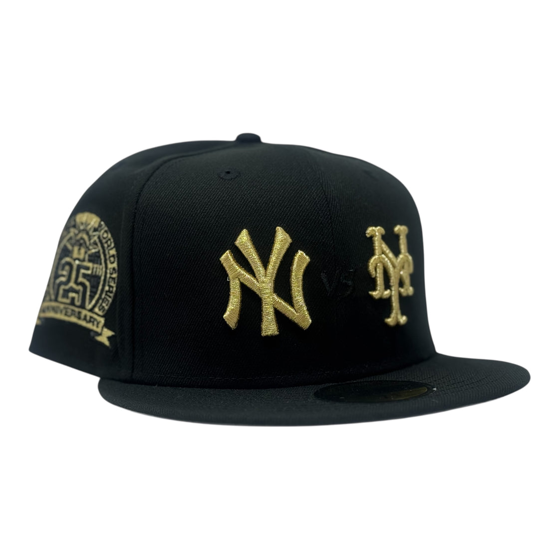 New York Yankees VS Mets Subway Series Fitted Hat-Black Metallic Gold