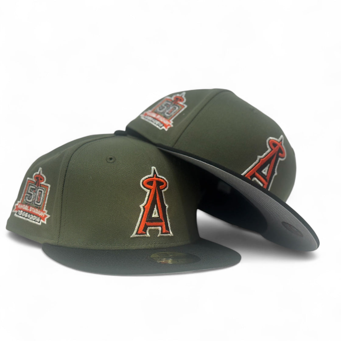 Los Angeles Angels 50th Anniversary Fitted Hat-Olive Black