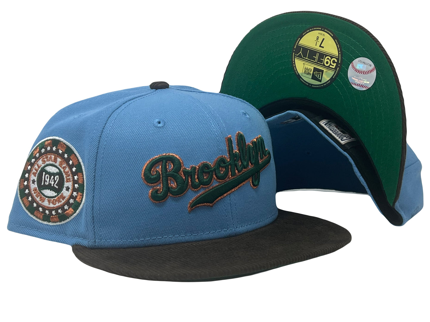 BROOKLYN DODGERS JACKIE ROBINSON 1942 ALL STAR GAME WALNUT CORDUROY VISOR NEW ERA FITTED HAT