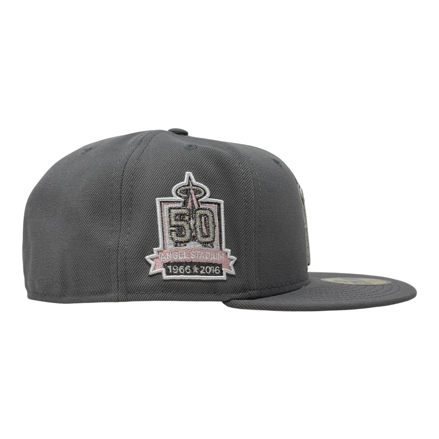 Los Angeles Angels 50th Anniversary Pink Brim New Era Fitted Hat-Gray