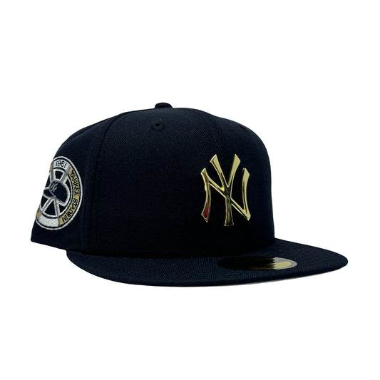 New York Yankees 1961 World Series Navy Blue Metal Plate Logo 59Fifty New Era Fitted Hat