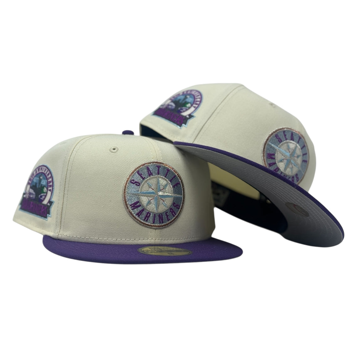 Seattle Mariners 30th Anniversary Fitted Hats-Chrome Purple