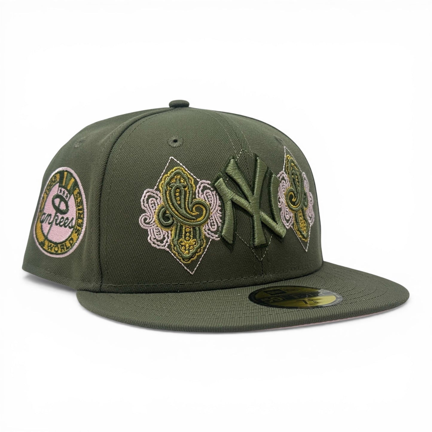 New York Yankees 1962 World Series Paisley Fitted Hat- Olive Green
