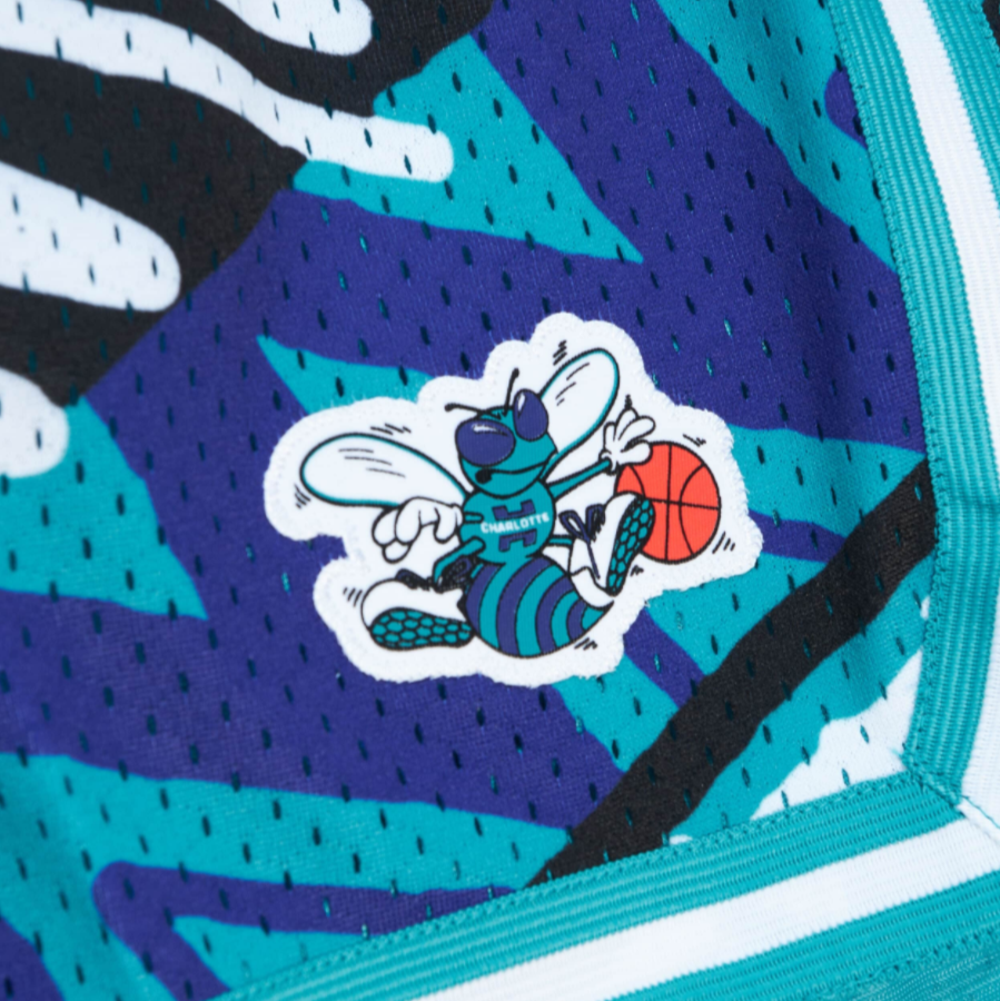 CHARLOTTE HORNETS MITCHELL AND NESS GAME DAY PATTERN SHORTS
