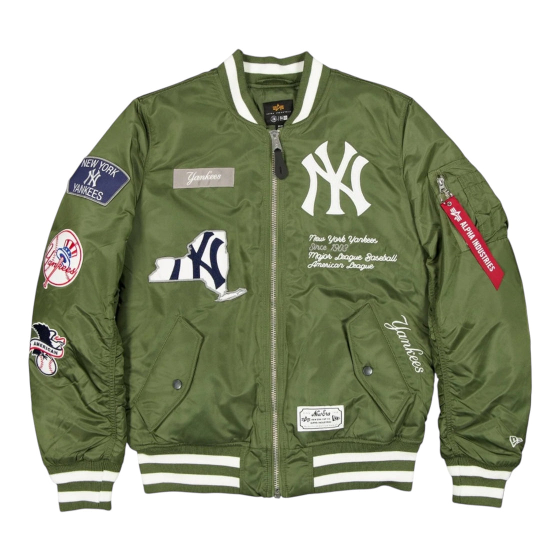 New York Yankees X Alpha X New Era Ma-1 Bomber Jacket (Olive)
