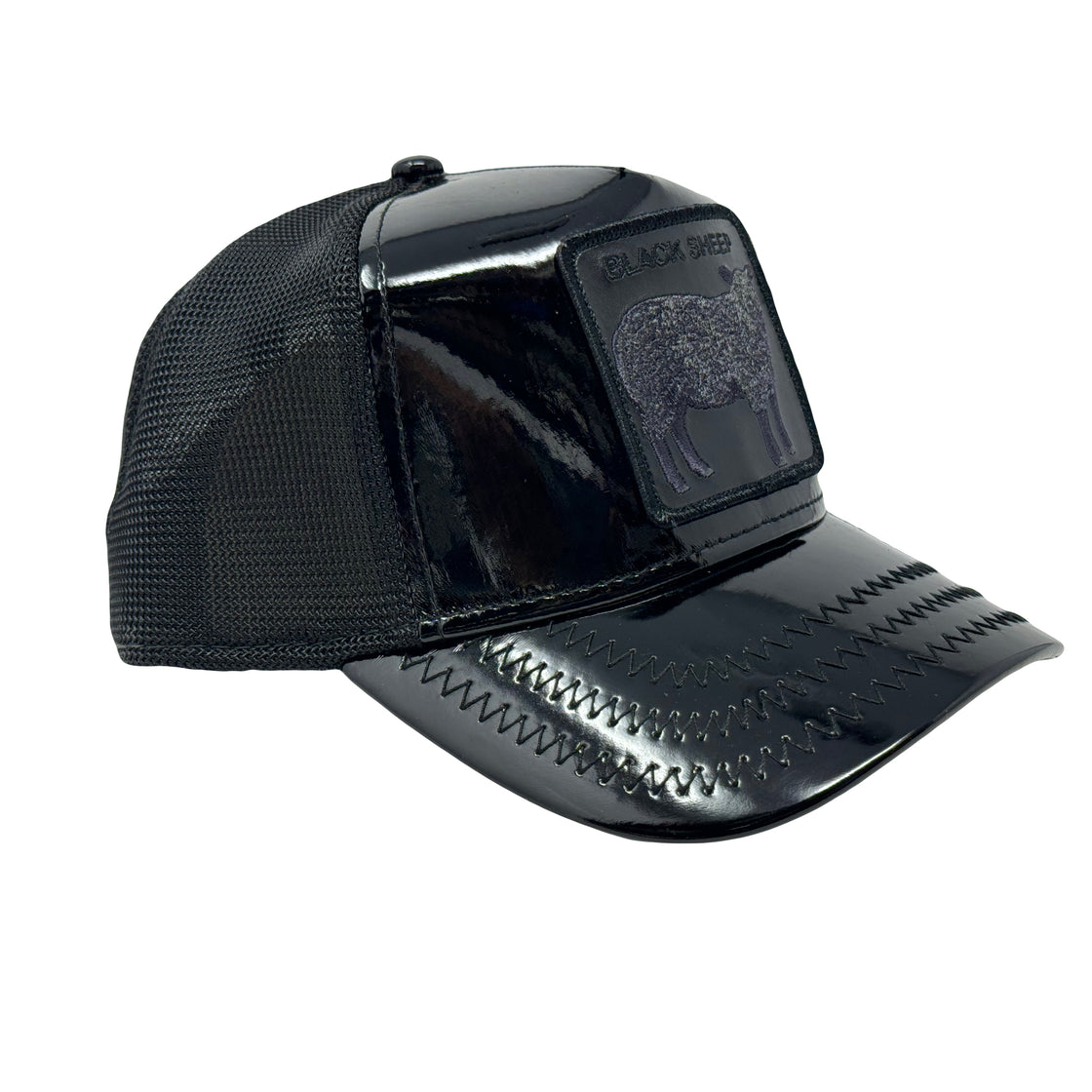 Goorin Bros. Black Sheep Black Patent Leather The Farm Trucker Hat