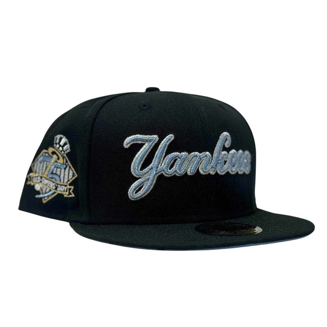 New York Yankees 75th anniversary Icy Brim Fitted Hat-Black