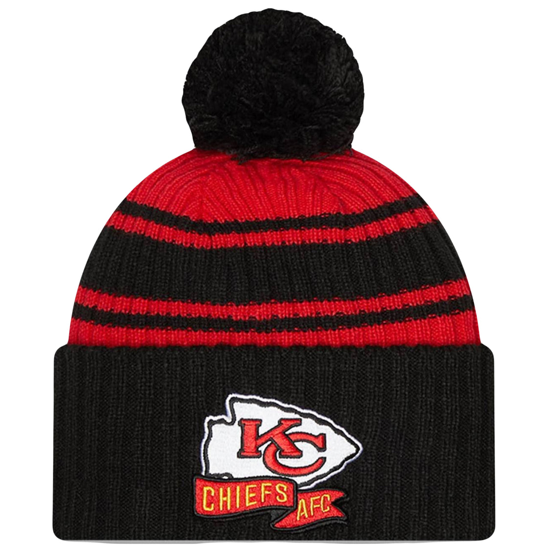 Kansas City Chiefs Men’s New Era Sideline Cuffed Pom Knit Hat Black
