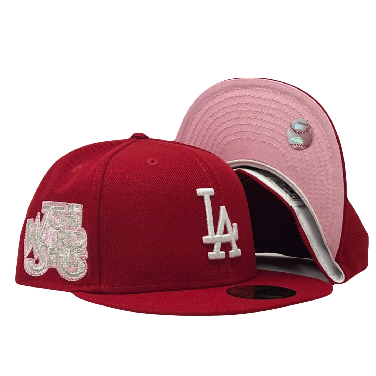 Los Angeles Dodgers 75th World Series Pink Brim New Era Fitted Hat