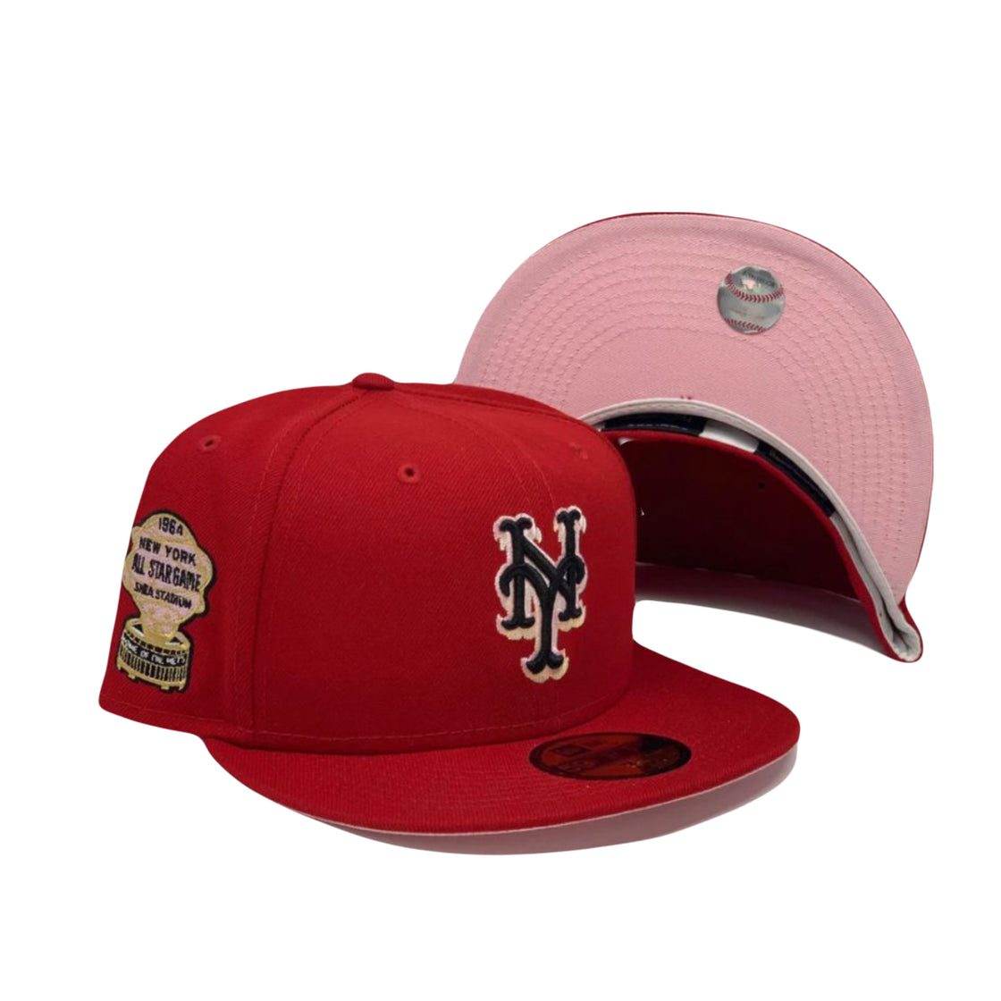 New York Mets 1964 All Star Game Red Pink Brim New Era Fitted Hat